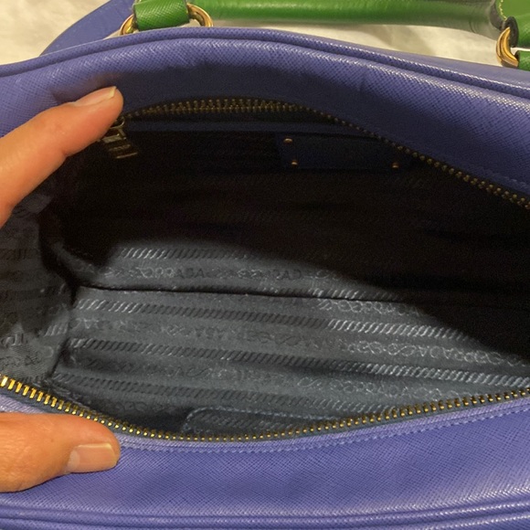 Prada Tote Bag Leather Blu shoulder Bag - Picture 6 of 9